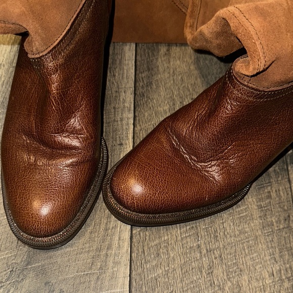 Brown Leather and Suede Knee-High Boots - Picture 3 of 4